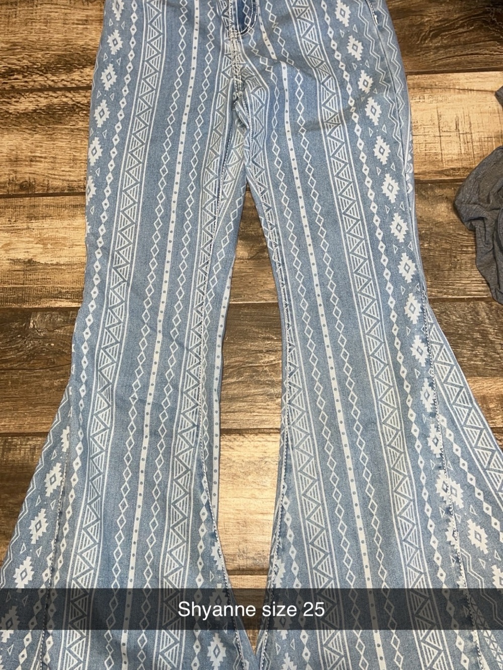 Shyanne Light Blue & White Aztec Flare Pants